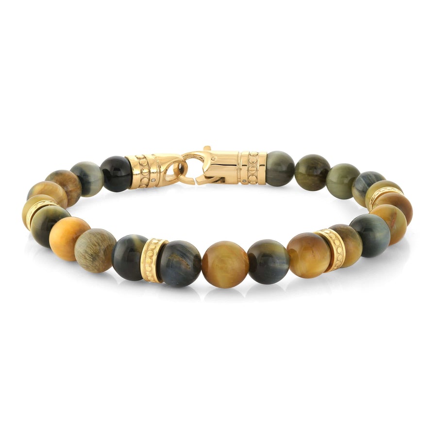 Italgem Steel 8" Dreams Tigers Eye Gold IP Plated Clasp.