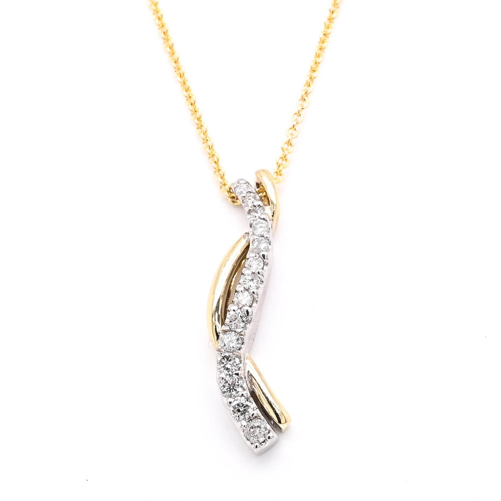 10KT Yellow Gold 18" Diamond Drop Necklace