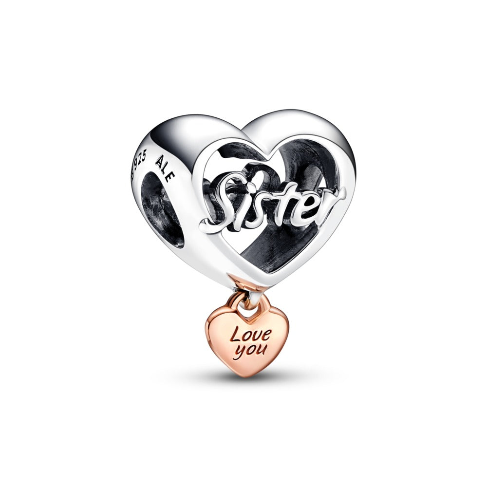 Love You Sister Heart Charm