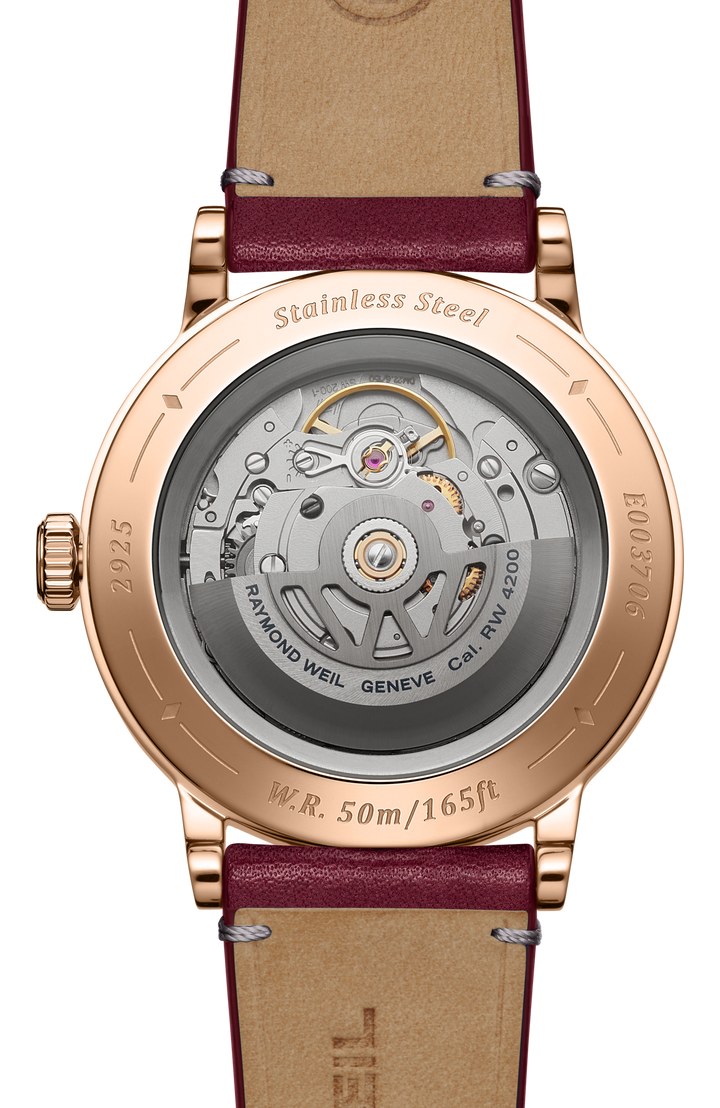 Raymond Weil Millesime Automatic Central Seconds Red Grape Dial 39mm Watch. 2925-PC5-45001