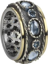 Sky Meditation Ring. Sterling Silver, 9KT Yellow Gold, and Blue Topaz.