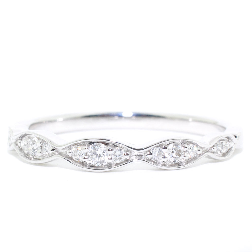 14KT White Gold 0.11CTW Diamond Wedding Band.