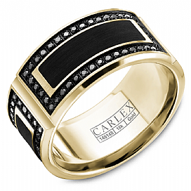 Carlex 14KT Yellow Gold & Enamel 0.84CTW Diamond Wedding Band.