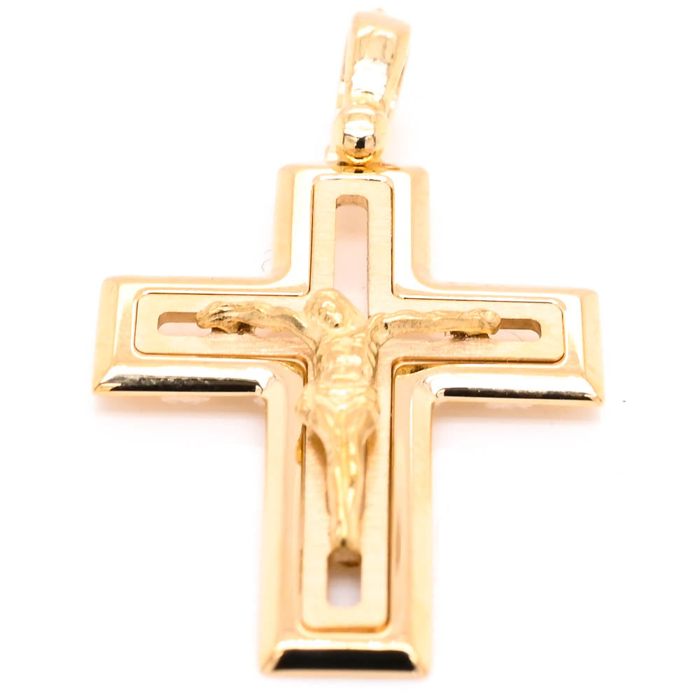 10KT Yellow Gold 32x18mm Crucifix Pendant.