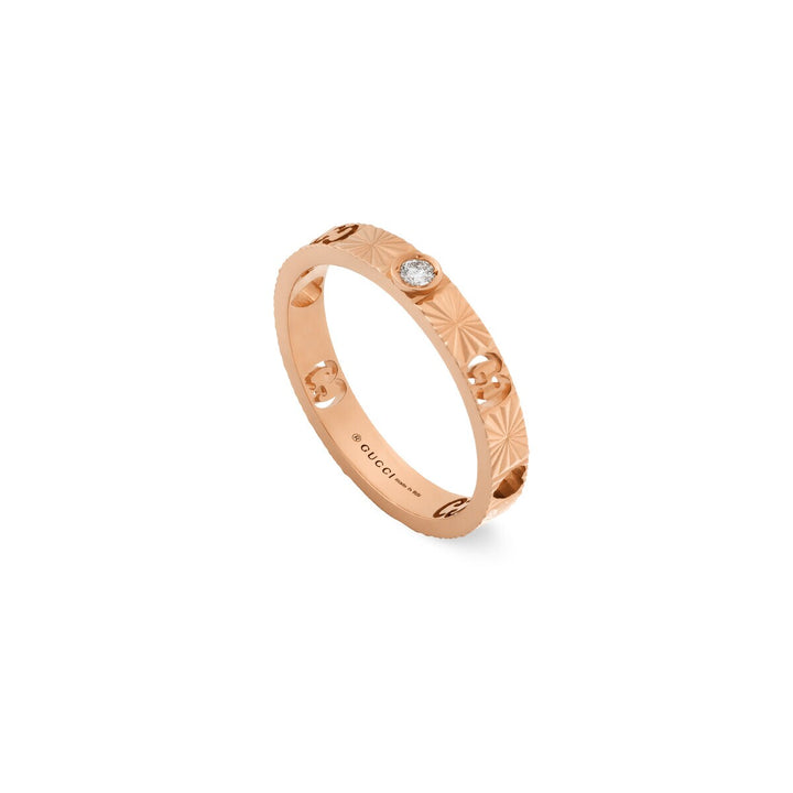 Gucci 18KT Rose Gold 0.03CTW VVS G-H Colour Diamond Iconoic Heart Ring.