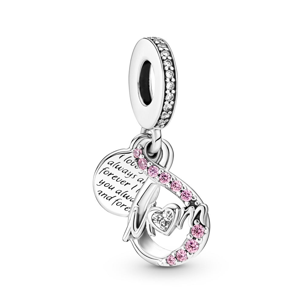 Mom Infinity Pave Double Dangle Charm