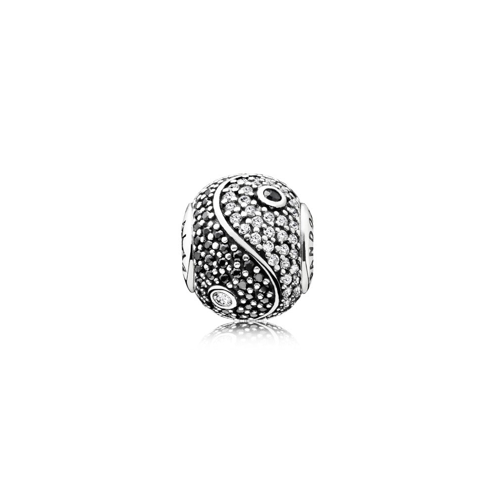 BALANCE silver with cubic zirconia and black crystal