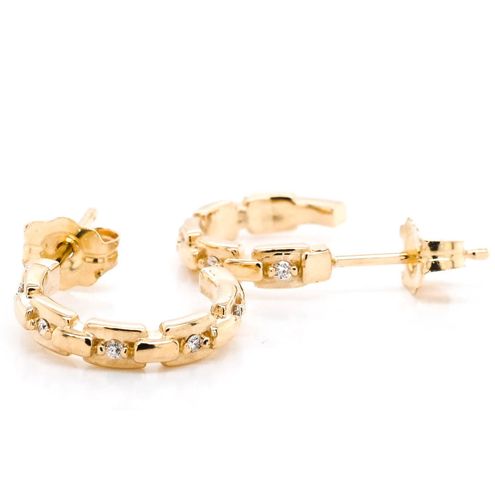 Graziella Originlas 14KT Yellow Gold 0.05CTW CTW Stud Style Post Back Backing Diamond Earrings