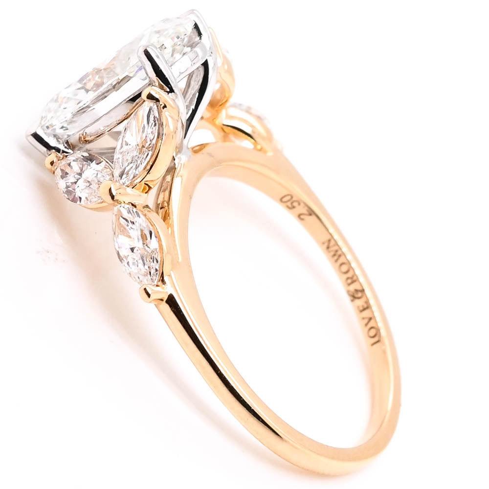 14KT Yellow Gold 3.40CTW Oval Shape Diamond Accented Engagement Ring.