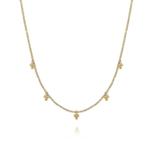 Gabriel & Co 14KT Yellow Gold 16" Bujukan Station Droplet Necklace