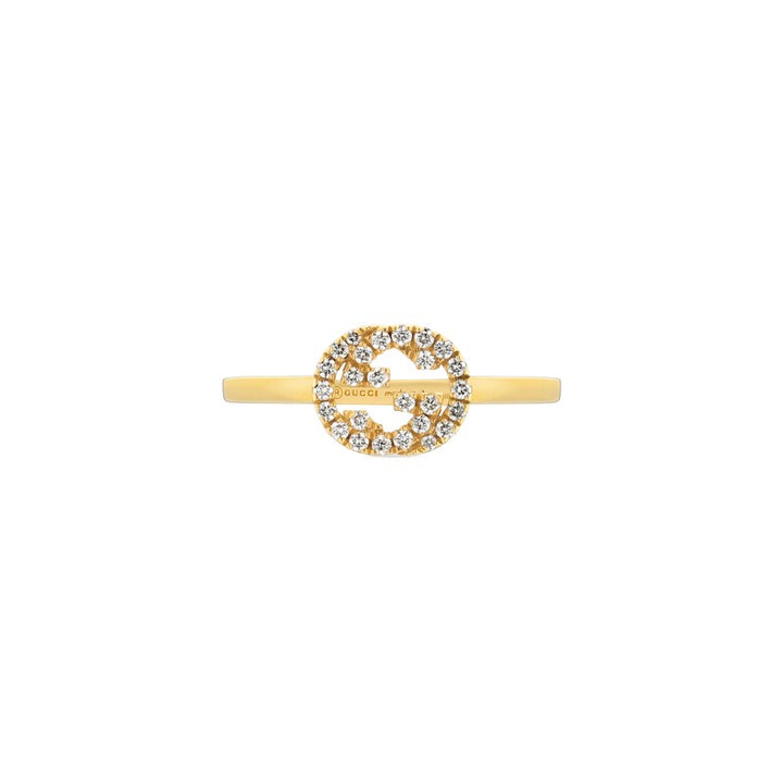 Gucci 18KT Yellow Gold 0.12CTW Diamond Interlocking G Ring.
