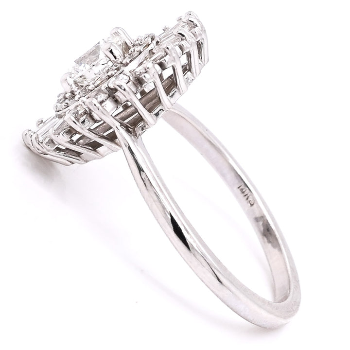 14KT White Gold 1.26CTW Round Brilliant Canadian Diamond Vintage Inspired Ring.