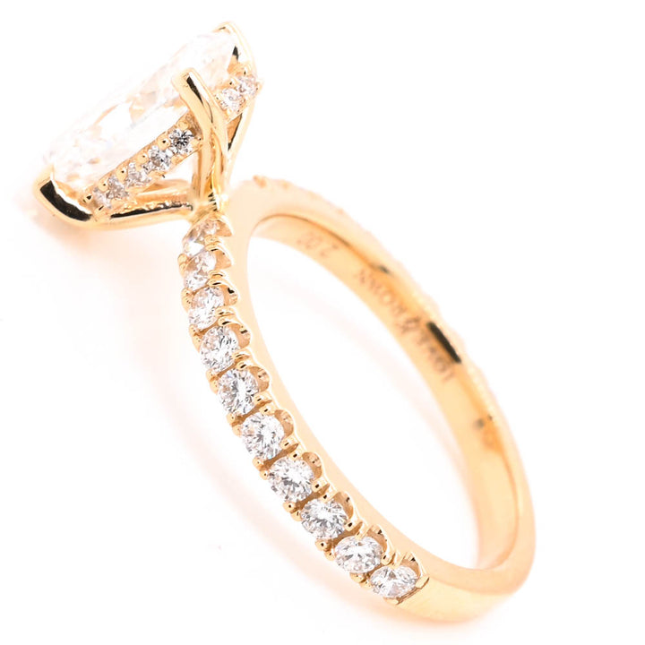 14KT Yellow Gold 2.60CTW Oval Shape LAB Created Diamond Engagement Ring.