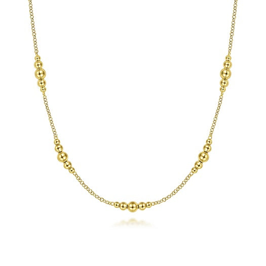 Gabriel & Co 14KT Yellow Gold 17.5" Graduated Bujukan Beads Station Necklace