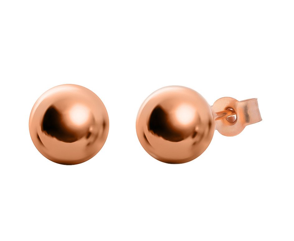 Sterling Silver Rose Tone 8mm Ball Stud Earrings.