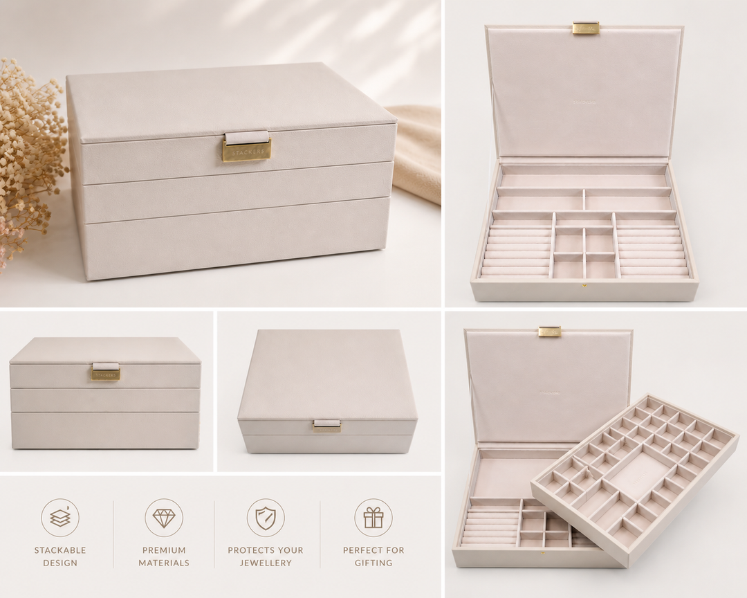 Ladies Jewellery Box - Stacker set of 3 - Beige