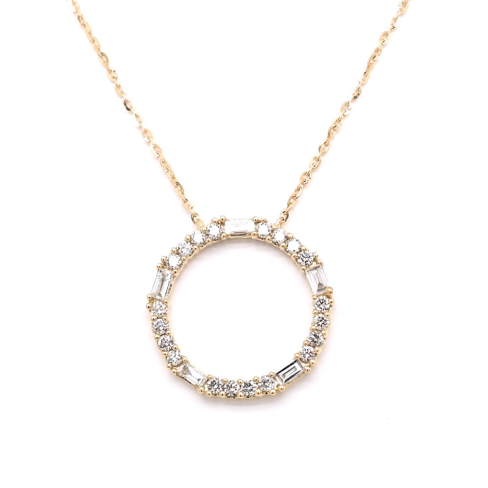 14KT Yellow Gold 18" 0.29CTW Diamond Circle Of Love Necklace.