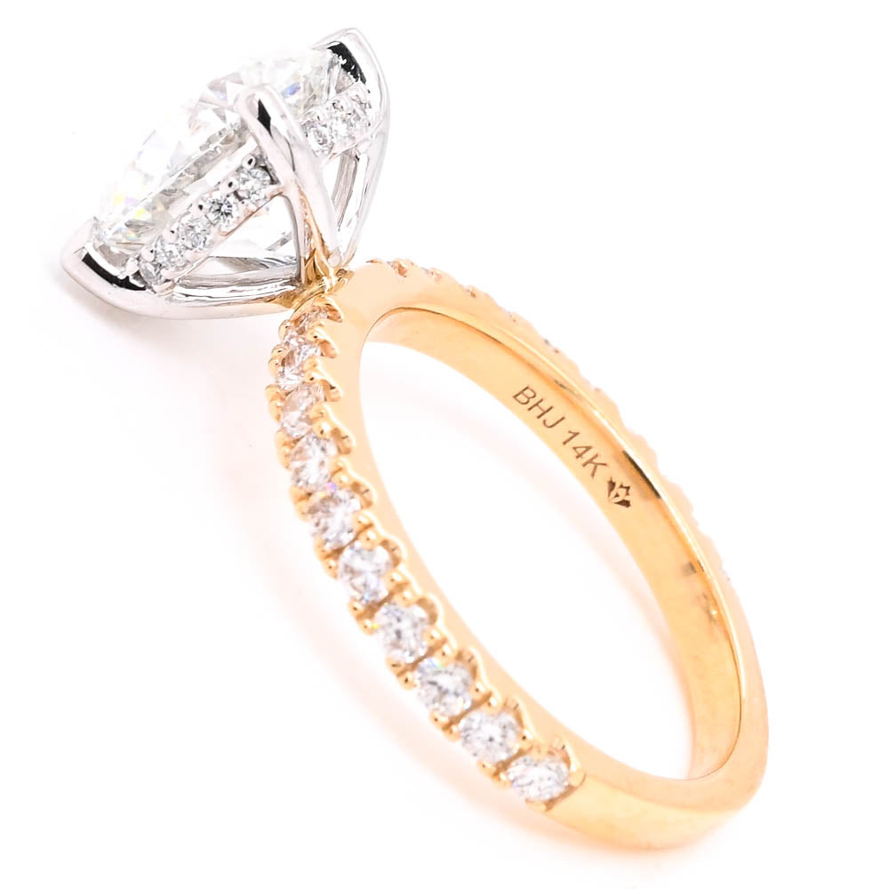 14KT Yellow & White Gold 3.60CTW Round Brilliant LAB Created Diamond Engagement Ring.