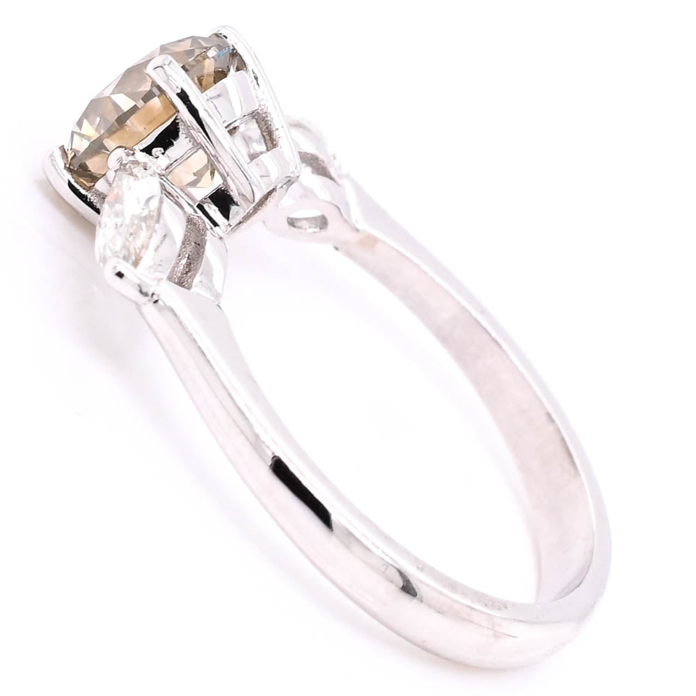 14KT White Gold 2.05CTW Round Brilliant Diamond 3 Stone Engagement Ring.