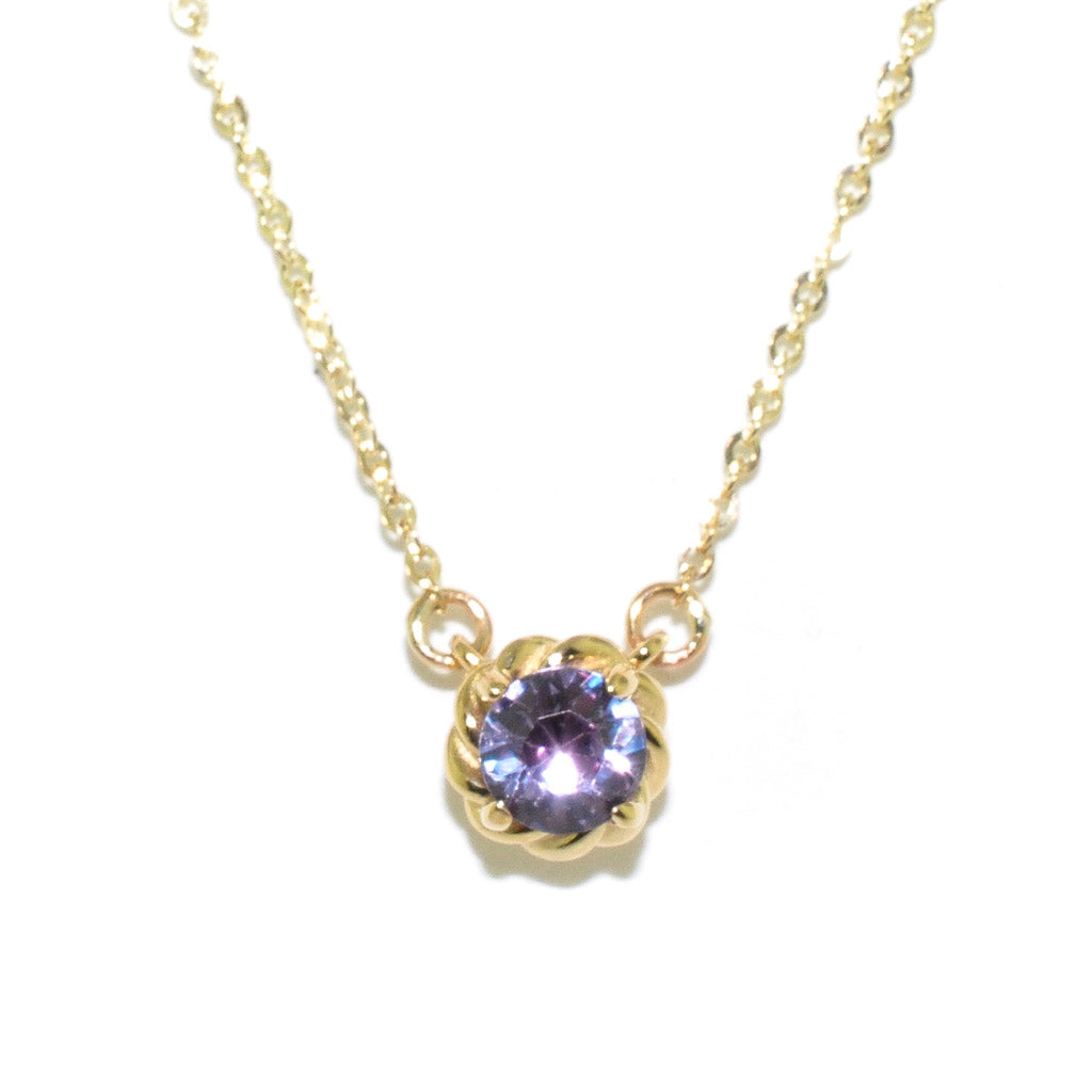 10T Yellow Gold 18" 5MM Simulated Alexandrite Necklace.