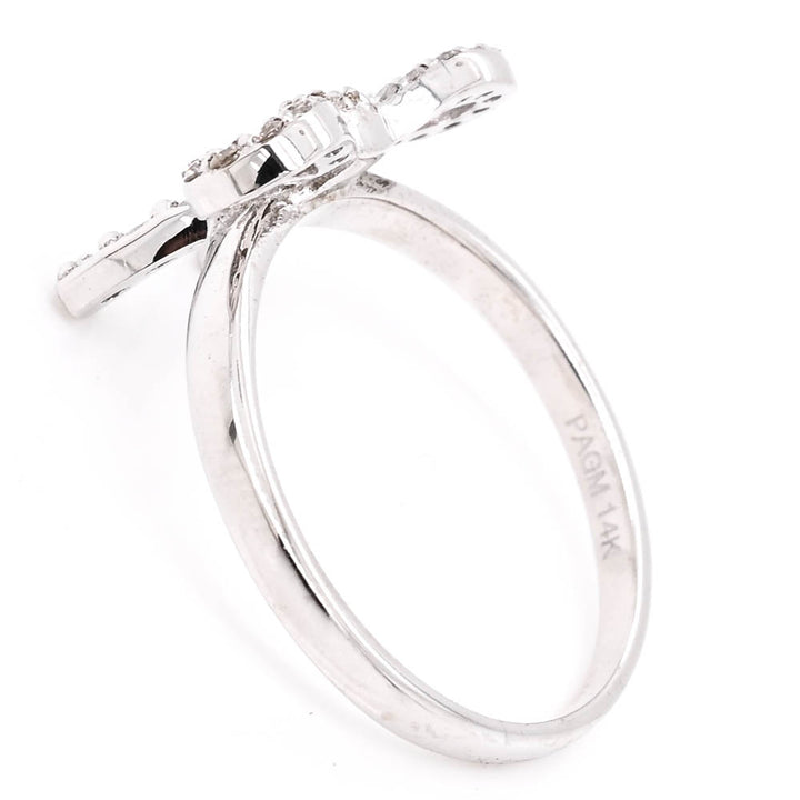 14KT White Gold 0.34CTW Diamond Bow Ring.