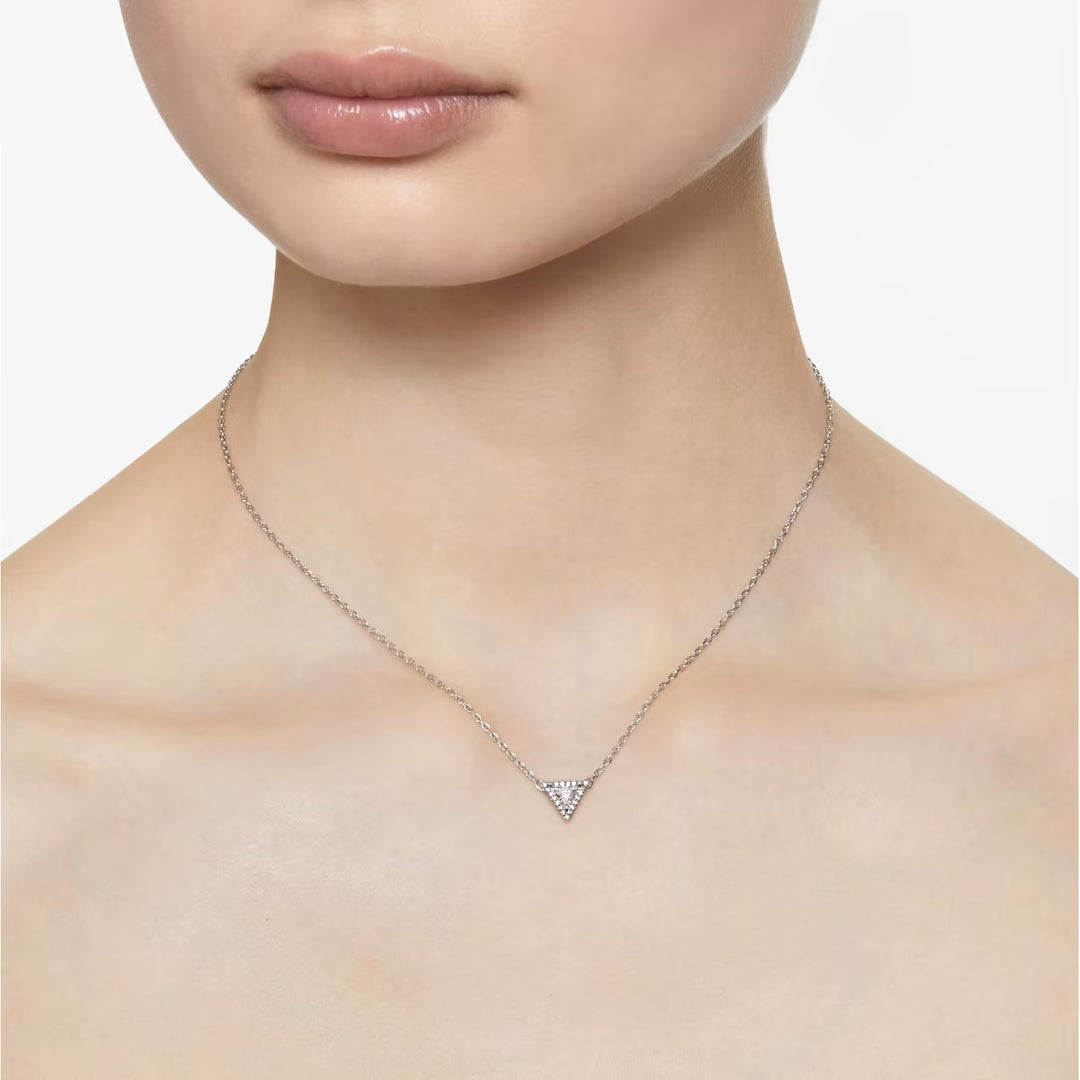 Swarovski Ortyx necklace Triangle cut, White, Rhodium plated.
