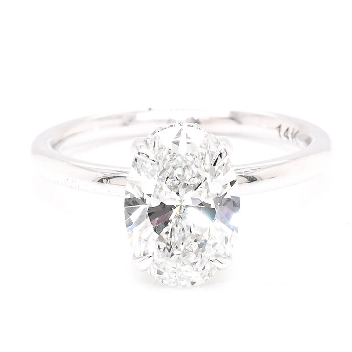 Graziella 14KT White Gold 3.16CTW Oval Shape LAB Created Diamond Engagement Ring.