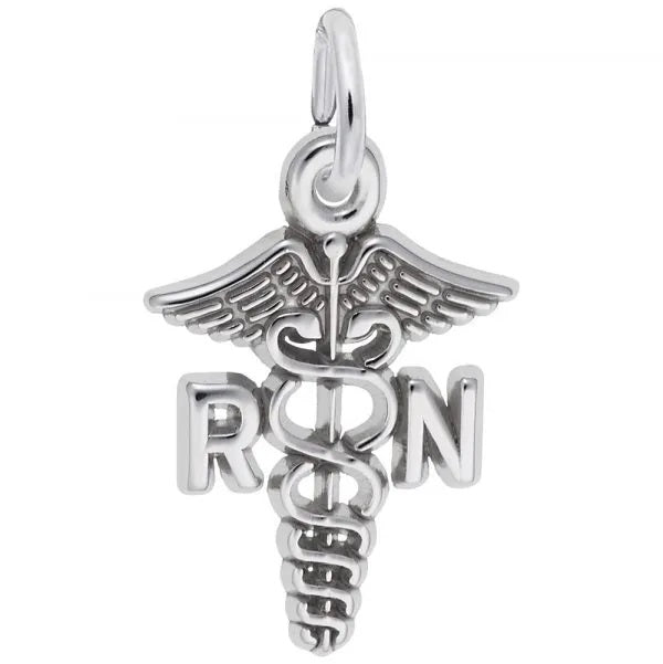 Rembrandt Sterling Silver RN Caduceus Charm.