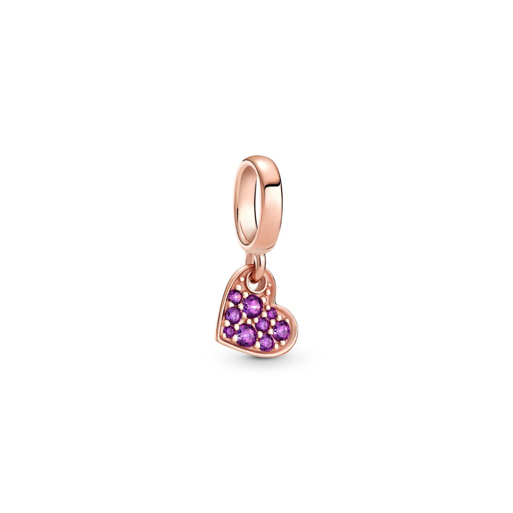 Royal Purple PaveTilted Heart Dangle Charm