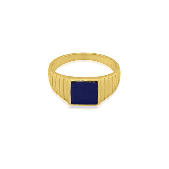 Sterling Silver Rhodium Plated LapisSquare Signet Men's Ring.