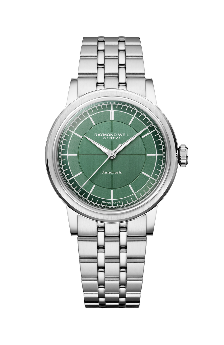 Raymond Weil Millesime Automatic Central Seconds Sage Green Dial 35mm Watch.2125-ST-52011