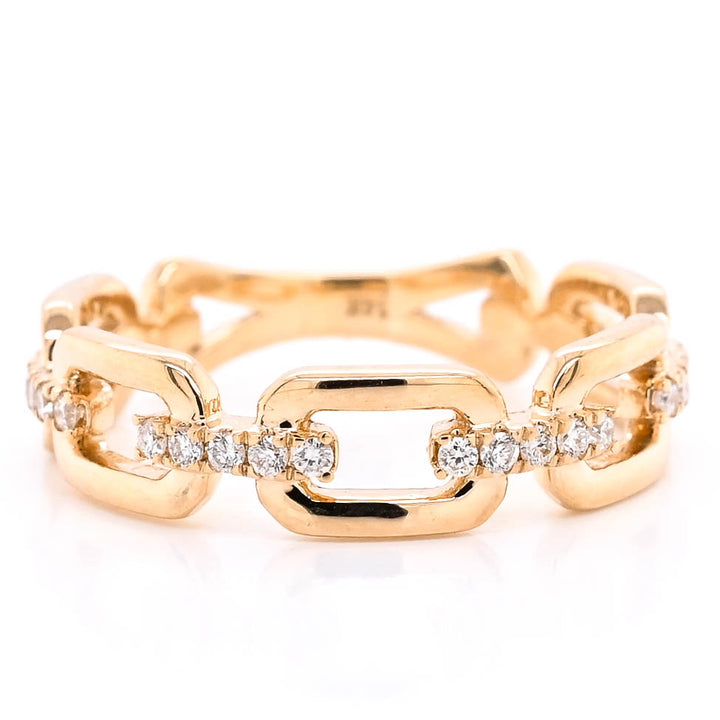 14KT Yellow Gold 0.14CTW Diamond Chain Link Band.