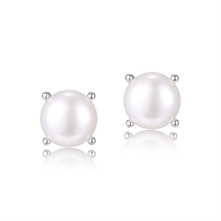 Sterling Silver 6.5MM C.Z Stud Earrings and 6-6.5MM Freshwater Pearl Stud Earrings with Black Travel Case.