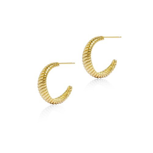 Sterling Silver Gold Vermeil 23mm x 22mm Croissant Hoop Earrings.