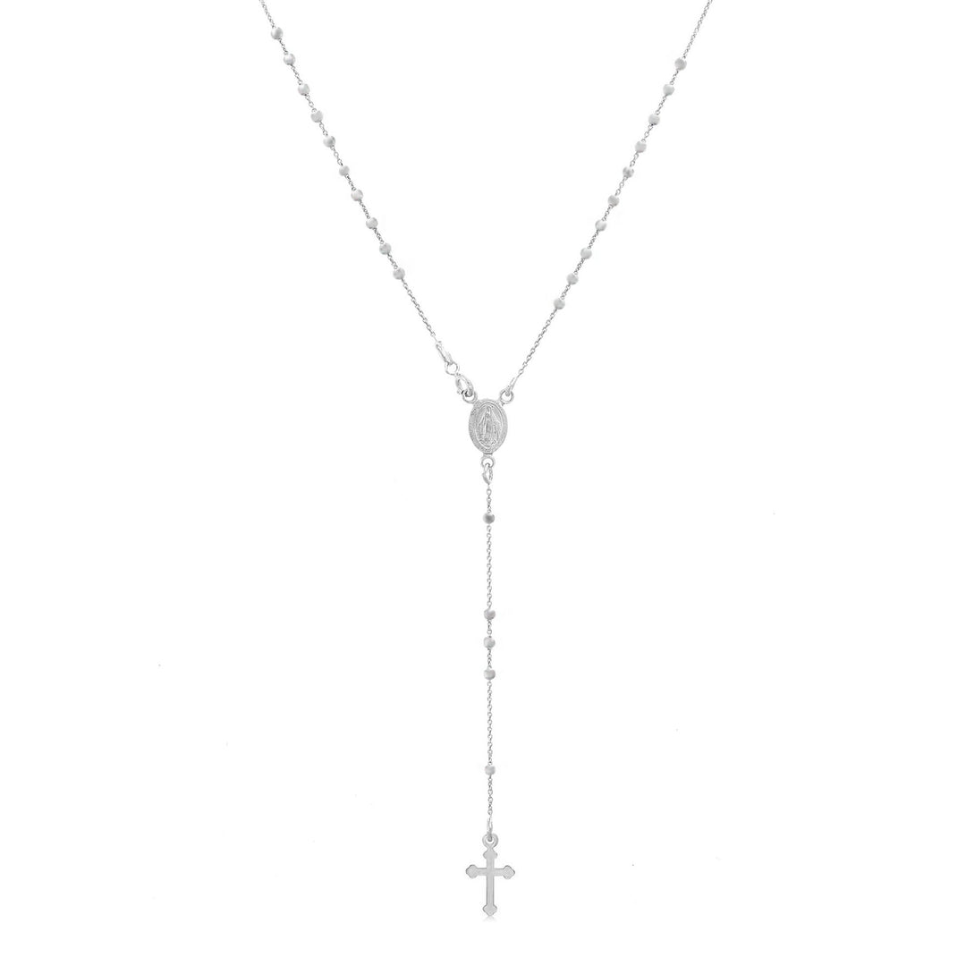 Graziella Sterling Silver Rosary Religious Pendant Necklace.