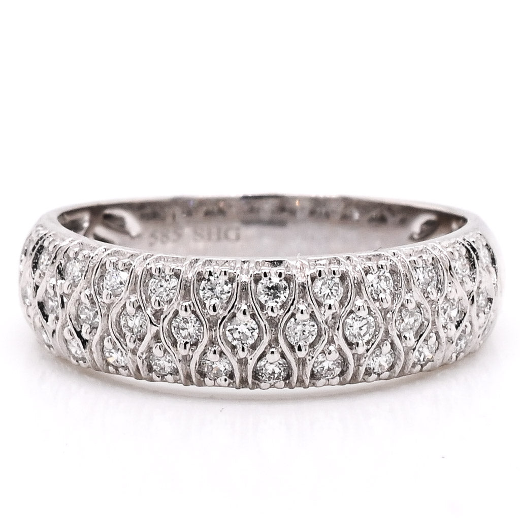 14KT White Gold 0.35CTW Diamond Wedding Band.