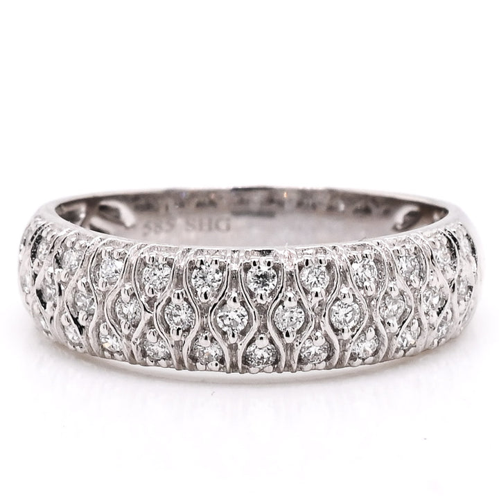 14KT White Gold 0.35CTW Diamond Wedding Band.