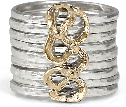 Flow Meditation Ring. Sterling Silver and 9KT Yellow Gold. Size 7.