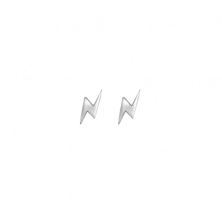 10KT White Gold Lightningbolt Stud Earrings.