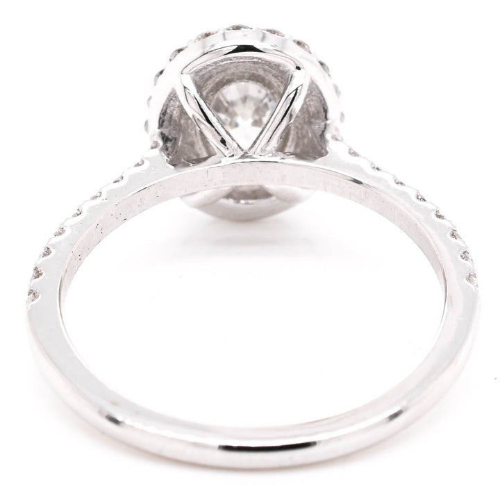 14KT White Gold 1.00CTW Oval Shape Diamond Double Halo Set Engagement Ring.