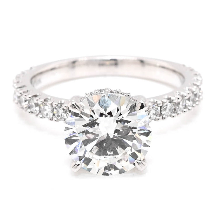 10KT White Gold 3.10CTW Round Brilliant LAB Created Diamond Accented Engagement Ring.