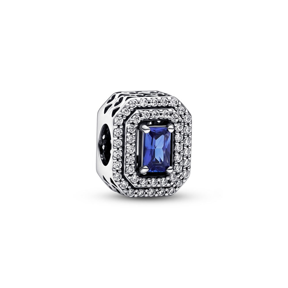 Blue Sparkling Leveled Rectangular Charm