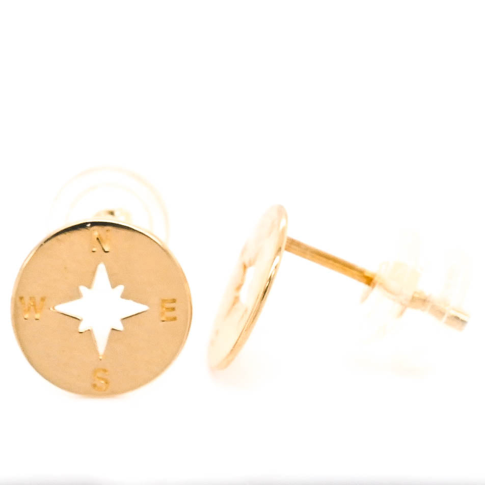 Belle & Jules 14KT Yellow Gold Compass Stud Earrings.