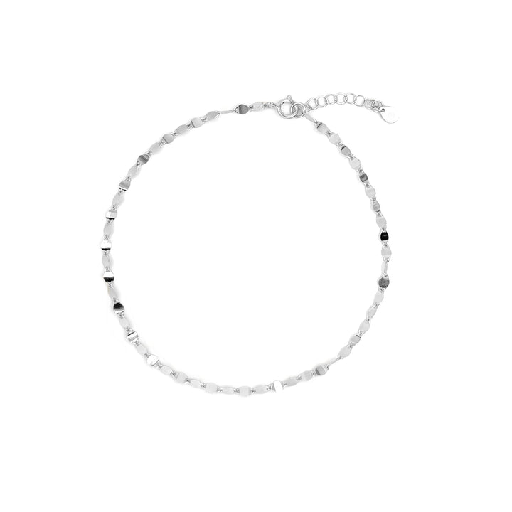 Sterling Silver Rhodium Plated 10" Twisted Buckle Chain Anklet.