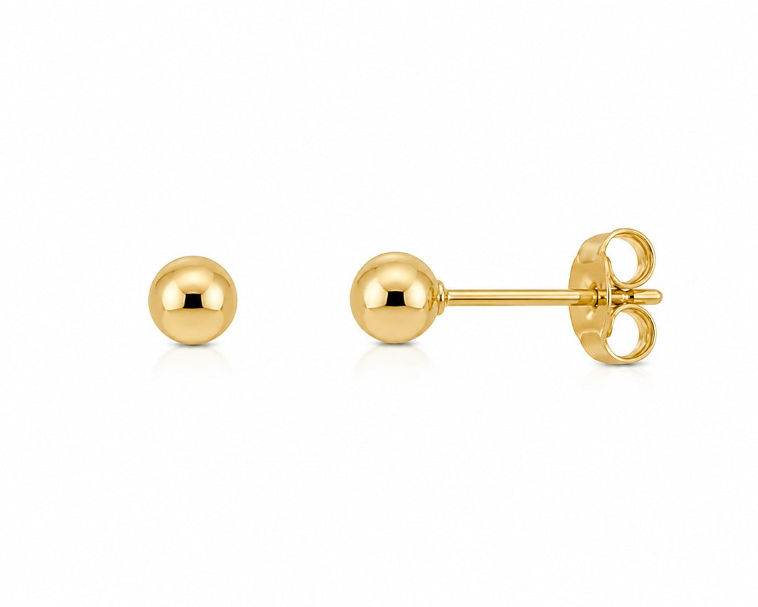 Graziella 14KT Yellow Gold 3MM Ball Stud Earrings