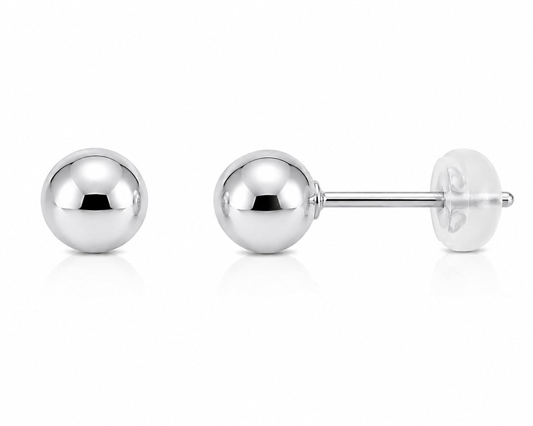 Graziella 14KT White Gold 4MM Ball Stud Earrings