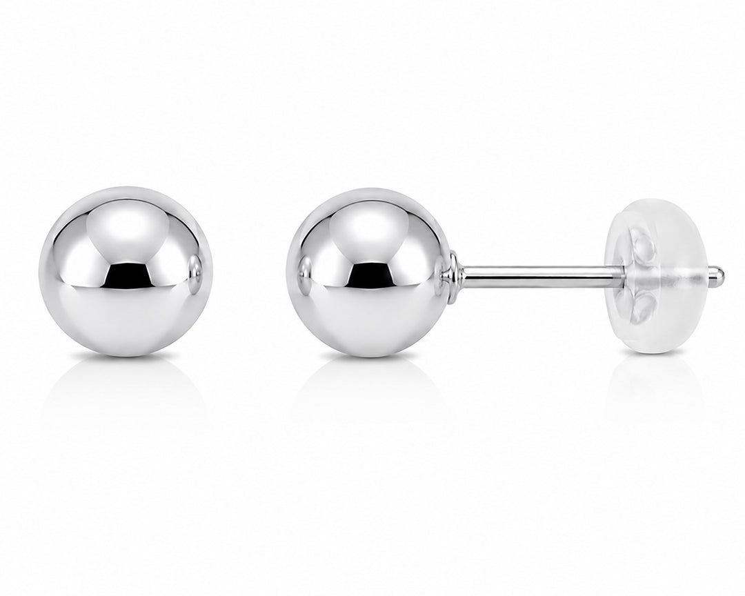 Graziella 14KT White Gold 5MM Ball Stud Earrings