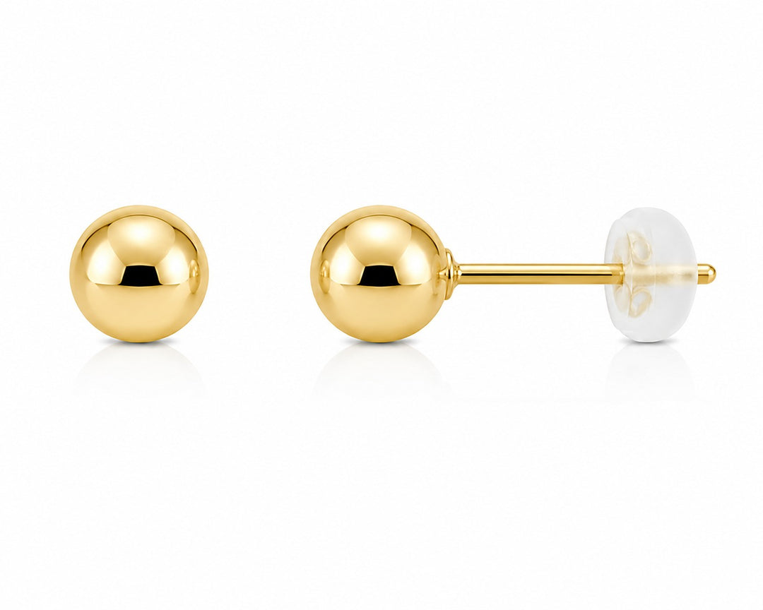 Graziella 14KT Yellow Gold 4MM Ball Stud Earrings