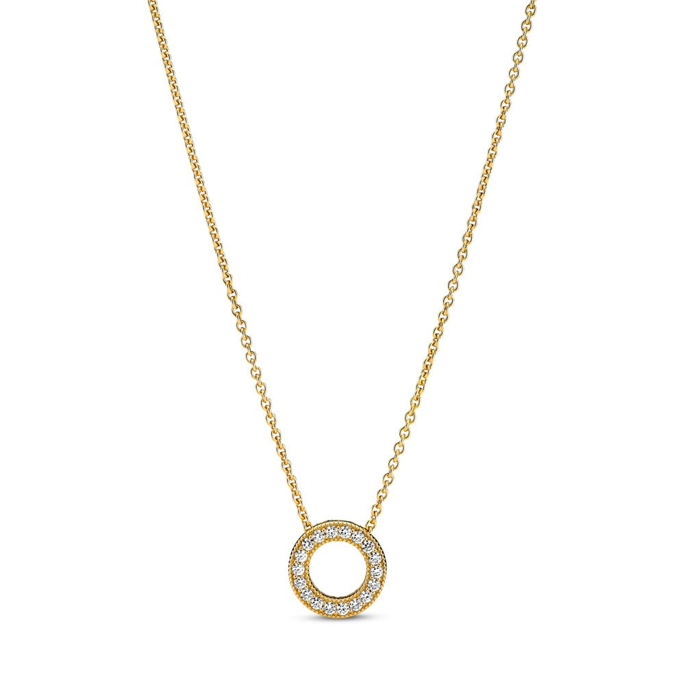 Pandora Logo Pave Circle Collier Necklace