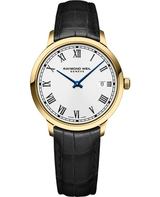 Raymond Weil Toccata Classic Gold PVD Leather Quartz 39mm Watch.  5485-PC-00359